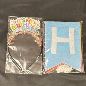 Colorful Birthday Headband and Banner Set